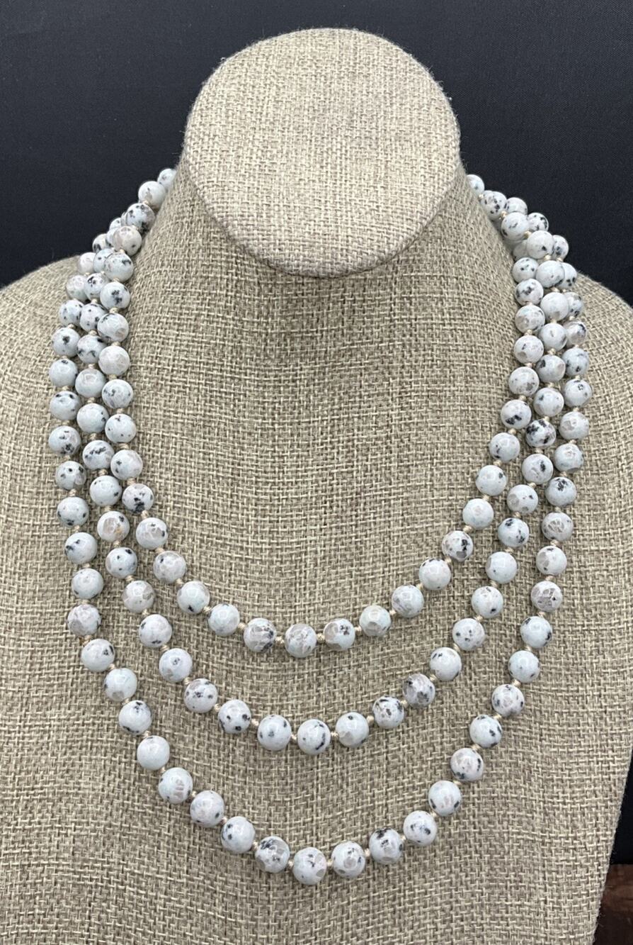 Barse Great Lengths Beaded Slip Necklace- Sesame Jasper- 60”- NWT